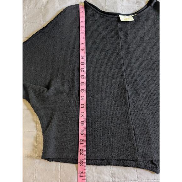 Anthropologie Maeve Black Textured Knit Oversized Crop Top Boxy Boho Large - Picture 8 of 8